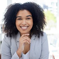Happy, confident and portrait of a woman at work for success, executive job and corporate professio.